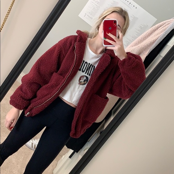 Zaful Red Teddy Coat - Picture 5 of 5